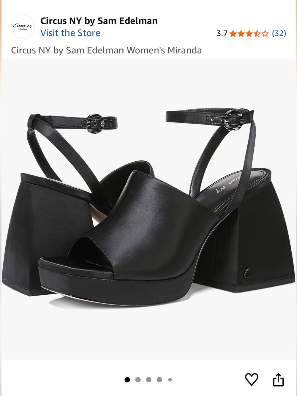 LK Bennett Black Leather Platform Block Heel Sandals